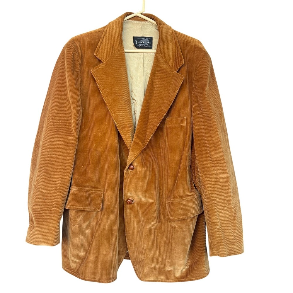 Vintage Brad Whitney Blazer Mens 46 Brown Corduroy Sport Coat Classic Two Button